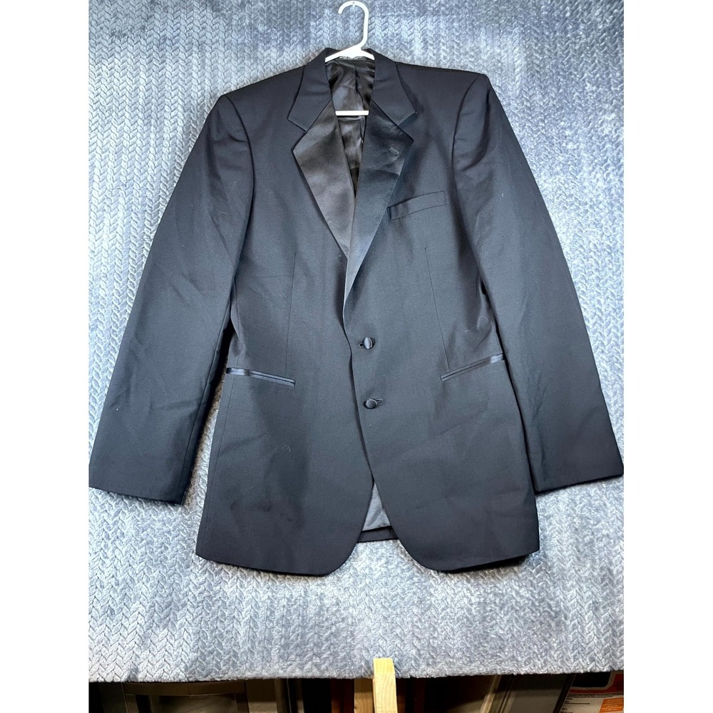 After Six Tuxedo Jacket Mens 40 Black Wool Single Breasted Notch Lapel Formal